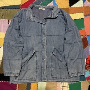 Vintage 90s Karen Kane Easywear Denim Quilted Jacket Large